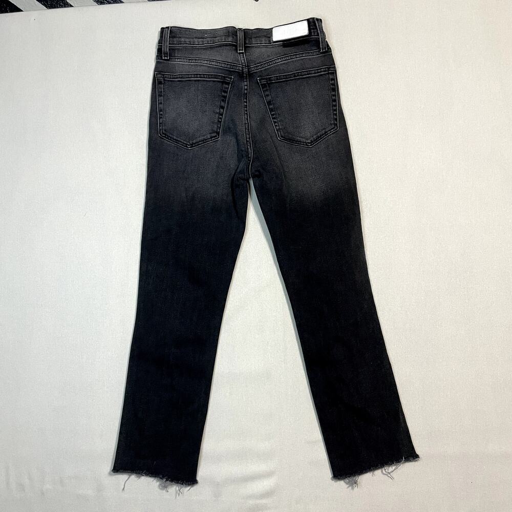 RE/DONE Raw Hem Straight Leg High Rise Dark Jeans - Size 27 - Picture 3 of 10